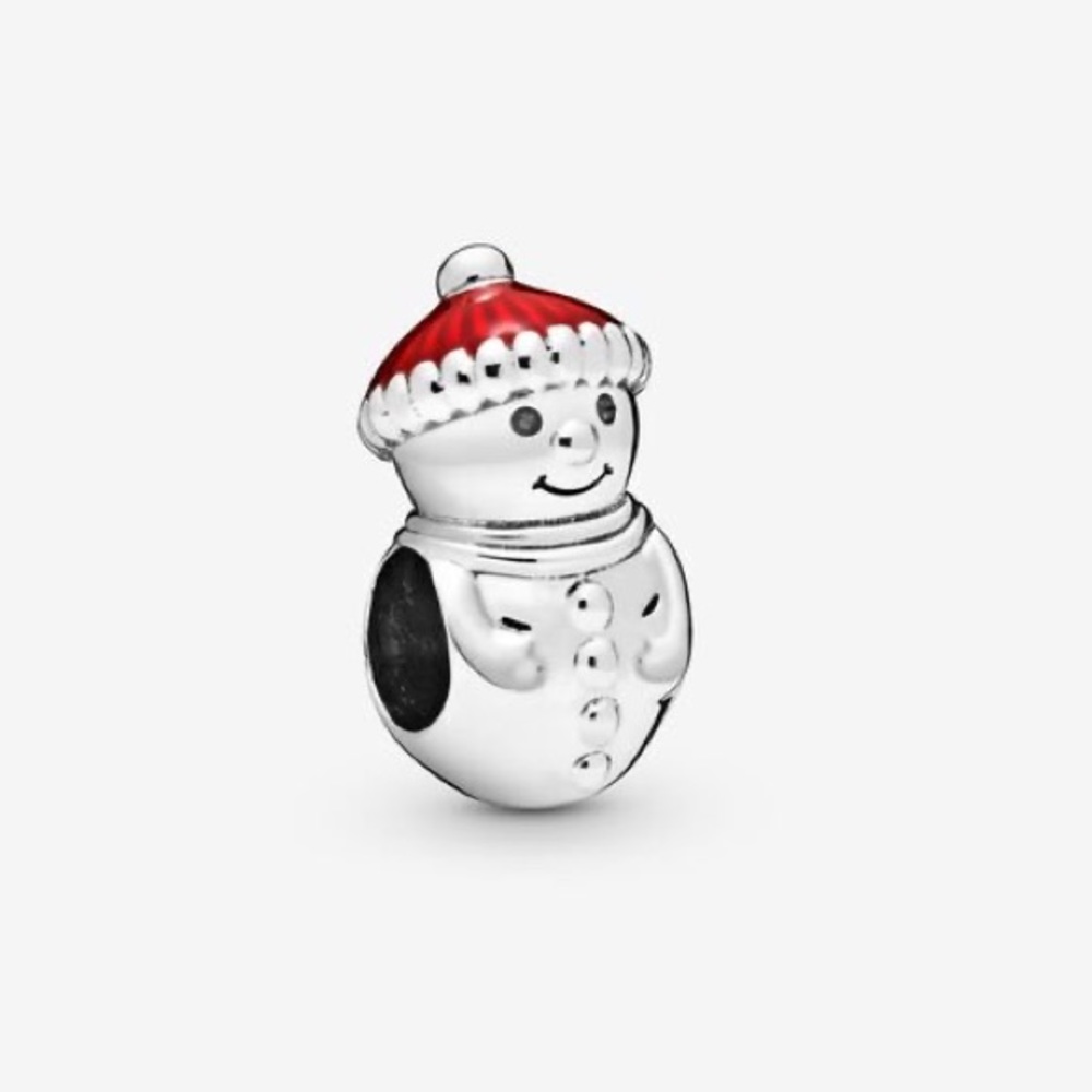 Pandora Snowman & Santa hat charm sterling silver red enamel Christmas holiday